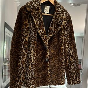 Tulle Brown Leopard Print Teddy Jacket